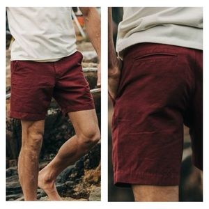 Taylor Stitch The Morse Short in Brick Red Slub Linen Blend Shorts 36”